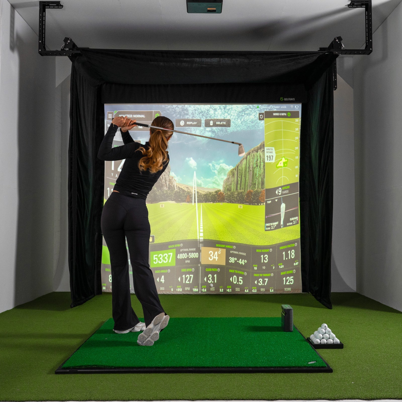 Golfbays Retractable Simbox Golf Simulator Enclosure - W 2.6m x H 3m x D 1.2m