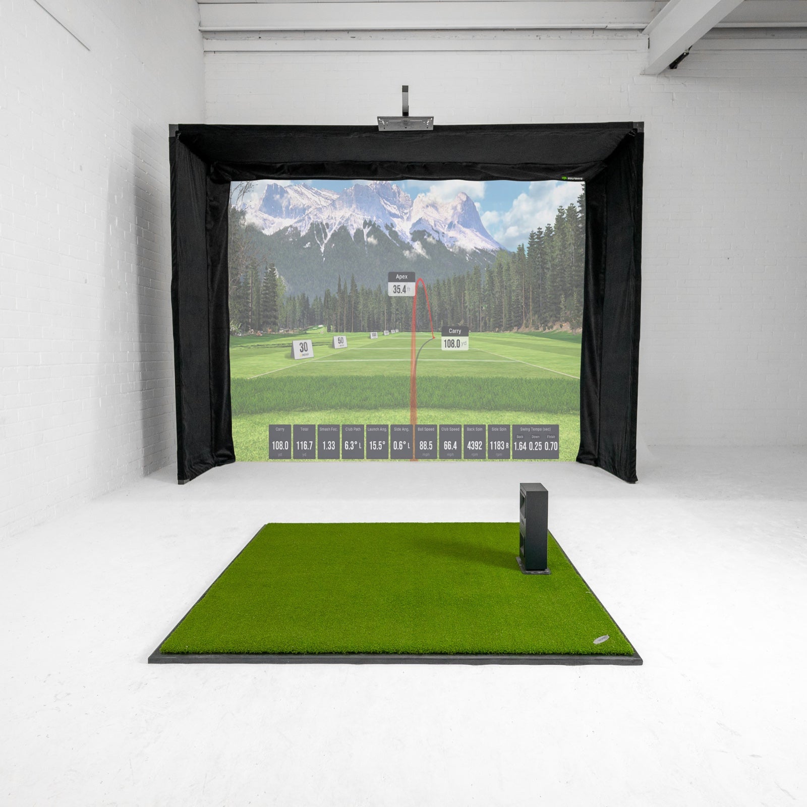 Uneekor Eye Mini Lite GolfBays Lux Home Golf Simulator Package
